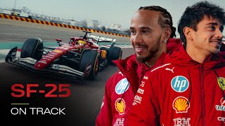 Ferrari SF-25 Makes Its Debut with Charles Leclerc \u0026 Lewis Hamilton On Track!