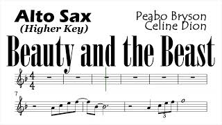 Beauty and the Beast Duet Alto Sax Higher Key Sheet Backing Play Along Partitura