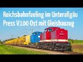 Zwei V100 Ost Dieselloks der Pressnitztalbahn im Abendlicht | Gleisbauzug ins Allgäu