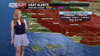 A prolonged heat wave will progress slightly Wednesday