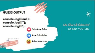 Logical Not ! In Javascript | JavaScript Tricky Questions| JavaScript Tutorials for beginners