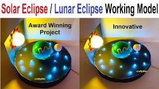 solar eclipse - lunar eclipse - earth rotation working model science project -  craftpiller