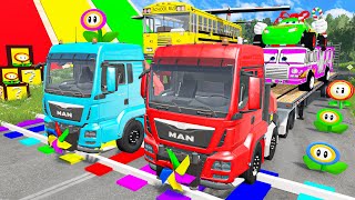 LONG CARS vs SPEEDBUMPS - Funny Cars vs Long Cars with Monster Trucks and Long Slide Game | BeamNG