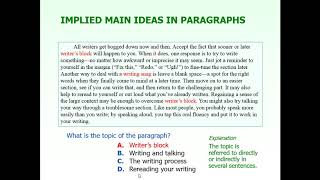 Reading Ch. 4 Implied Main Ideas