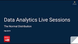 Data Science and Analytics for Beginners - Statistics 3: The Normal Distribution (LIVE)