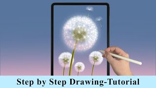 Dandelion iPad Procreate Drawing - Step by Step Drawing Tutorial (Creating Your Own Dandelion Brush)