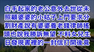 白手起家的老公意外去世從未照顧婆婆的小姑子上門要求分割財產說有婆婆養老錢律師搖頭也說我勝訴無望 不料女兒生日發現書裡的一封信打開後竟然#心書時光 #為人處事 #生活經驗 #情感故事 #唯美频道 #爽文