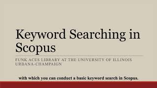Scopus: Keyword Searching (2021)