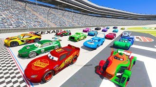 Race Crazy Cars Speedway Texas - McQueen vs Friends Dale Jr The King Francesco Bernoulli