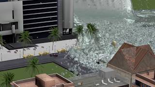 Tsunami Hits City - Blender Fluid Simulation