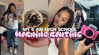 MY 6 AM SCHOOL MORNING ROUTINE + GRWM | making breakfast, chit chat, and school