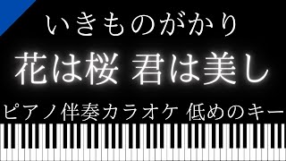 【ピアノ伴奏カラオケ】花は桜 君は美し / いきものがかり【低めのキー】