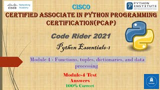 CISCO| Python Essentials Answers 1 (PCAP)| Module 4 Test 💯% Correct Answers| Functions, tuples......