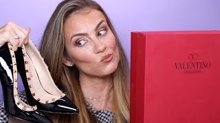 VALENTINO ROCKSTUD SHOES REVIEW/UNBOXING \u0026 DUPE COMPARISON | Angela Lanter