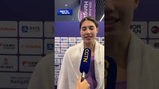 Zhang Yufei after winning women's 200m butterfly gold at Hangzhou Asian games 张雨霏谈杭州亚运女子200蝶泳夺冠