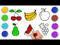 Healthy Fruits Drawing, Painting and Coloring for Kids & Toddlers | Learn How to Draw | Chiki Art