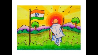 HOW TO DRAW GANDHI JAYANTI SCENERY DRAWING| MAHATMA GANDHI DRAWING |GANDHI JAYANTI SPECIAL DRAWING