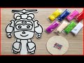 Superwings jett tia chớp, tô màu bọt xốp slime - Painting Jett with foam slime (Chim Xinh channel)