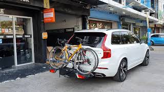 Volvo XC90 แร็คจักรยานท้ายรถ thule easyfold บรรทุกจักรยาน 2 คัน + ชุดลากเรือ ตรงรุ่น