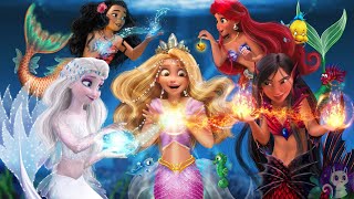 Disney Princesses in The Little Mermaid! They swim and use magic together 💙 | Al