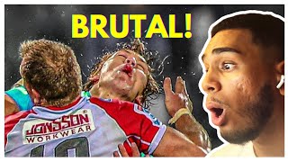 AMERICAN Reacts to RUGBY! - 100 Biggest Hits Of All Time (NRL)  😱