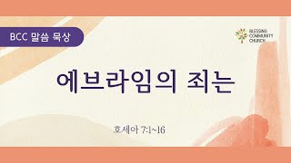 BCC 말씀 묵상 / 호 7:1~16/ 에브라임의 죄는/ 2024년 10월9일