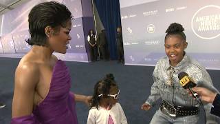 Teyana Taylor's Daughters Junie and Rue Rose TAKE OVER Her AMAs Interview (Exclusive)