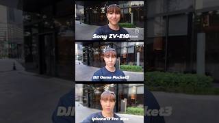 sony zv E10 vs dij osmo pocket 3 vs iphone 13 pro max focus test and comparison