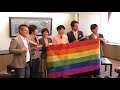 福岡市長高島宗一郎 lgbt「パートナーシップ宣誓制度」宣誓書受領証の交付式に出席しました