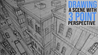 Drawing a 3-Point Perspective Scene for Comics ( Traditional Art )