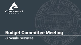 Juvenile Services Budget Presentation 2020