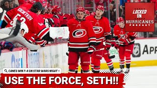 Jarvis \u0026 Canes Use the Force to Win 7-4 on Star Wars Night | Carolina Hurricanes Podcast