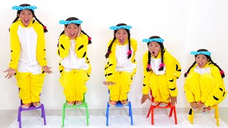 Five Little Children Standing on the Chair | Kids Song with Fruits