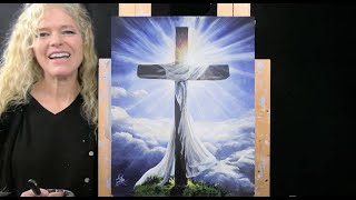 HEAVENLY CROSS-Learn How to Draw and Paint with Acrylics-Fun Paint and Sip at Ho