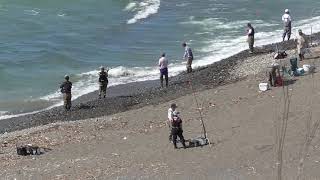 厚田川河口のサケ釣り 190902