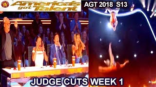Duo Transcend FULL PERFORMANCE & SHOCKING FALL! Trapeze  America's Got Talent 2018 Judge Cuts 1 AGT