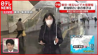 【中継】新宿駅の様子は？  関東甲信で大雪  小田急ロマンスカーが終日運休など交通への影響も