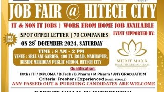 Mega job mela in Hyderabad|| latest jobs in Hyderabad||Job mela || 10th to Any Graduation can attend