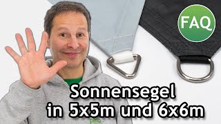 Große Sonnensegel in 5x5m, 5x6m \u0026 6x6m kaufen: Was beachten? | FAQ ☀️ Pina