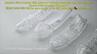 Reusable Silicon Condom With Spike Dotted Penis Sleeve For Men