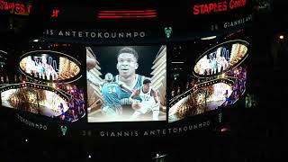 Giannis All-Star presentation from the stands of Staples Center
