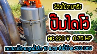 ปั๊ม ได โว่ AC 220 V  0.75 HP ทดสอบใช้งานดูดน้ำลึก 10 เมตร ส่งน้ำไกล 200 เมตร