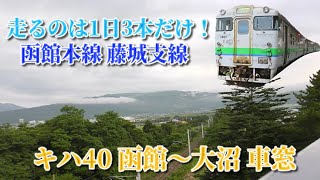 【1日3本だけのレアルート】キハ40　函館本線（藤城支線経由）森行き　函館～大沼　左側車窓