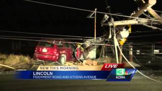 PG&E replacing power poles after early morning crash in Lincoln