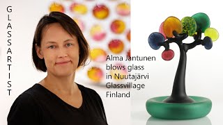 A finnish glassartist Alma Jantunen works with hot glass and wide range of glass colors