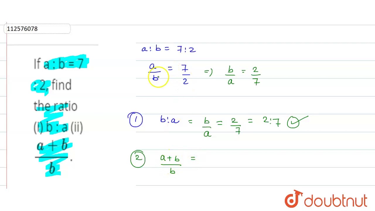 If A : B = 7 : 2, Find The Ratio - YouTube