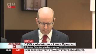 B.Sobotka: Zákon platí pro všechny, ODS, TOP09 i kauzu Opencard... - 27.3.2013