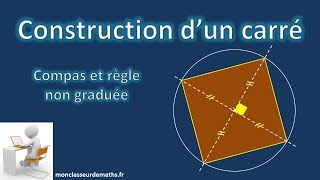 Carré : construction détaillée (compas et règle non graduée)