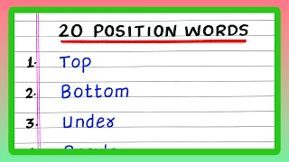 POSITION WORDS | 10 POSITION WORDS | 20 POSITION WORDS | 5 POSITION WORDS