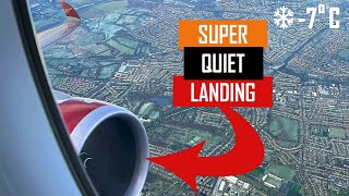 Airbus A350-1000 Super Quiet Landing in London in freezing -7 degrees Temperatures